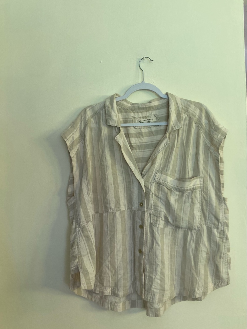 Flowy Stripes Sleeveless Button-Front Women's Top